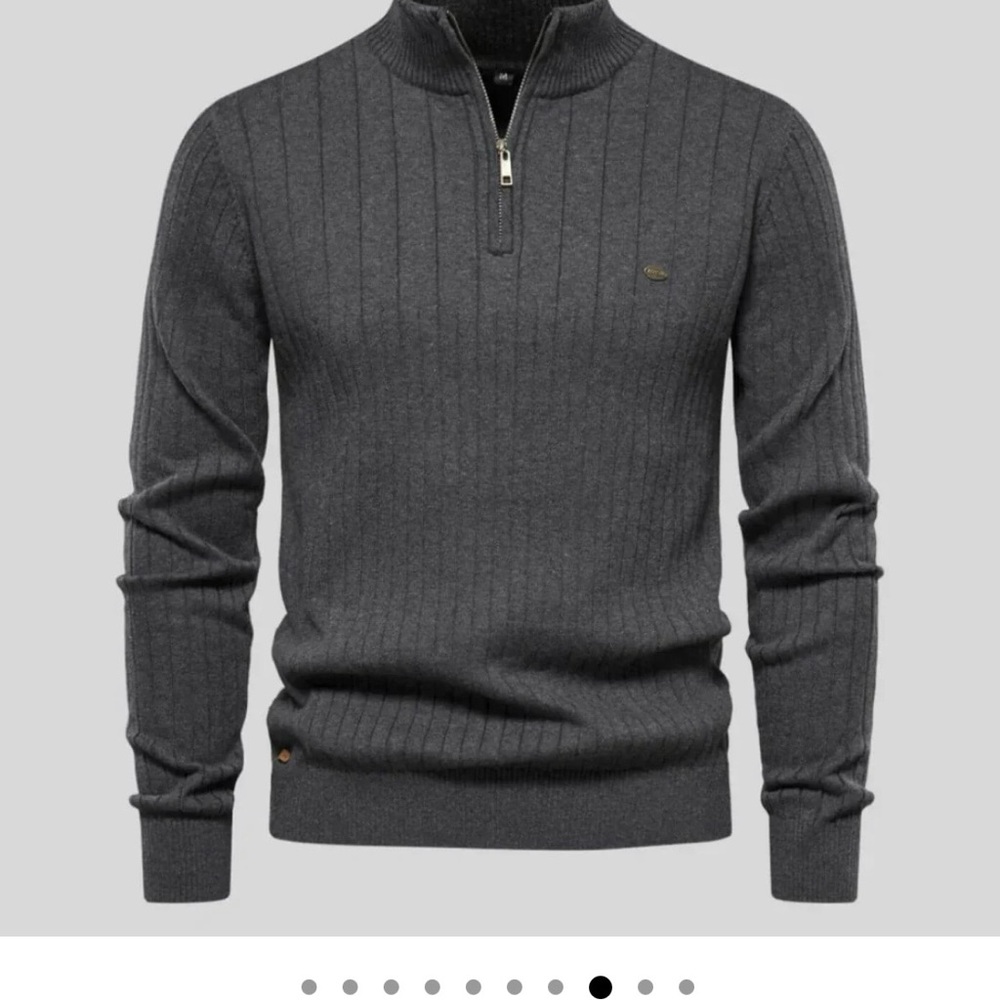 Men's Gray Zip-Up Sweater